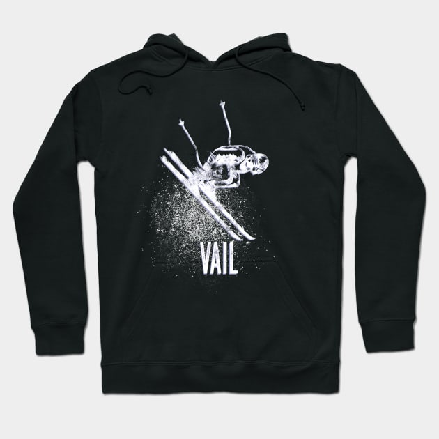 Vail Colorado Downhill Skier Retro Vintage Hoodie by Pine Hill Goods